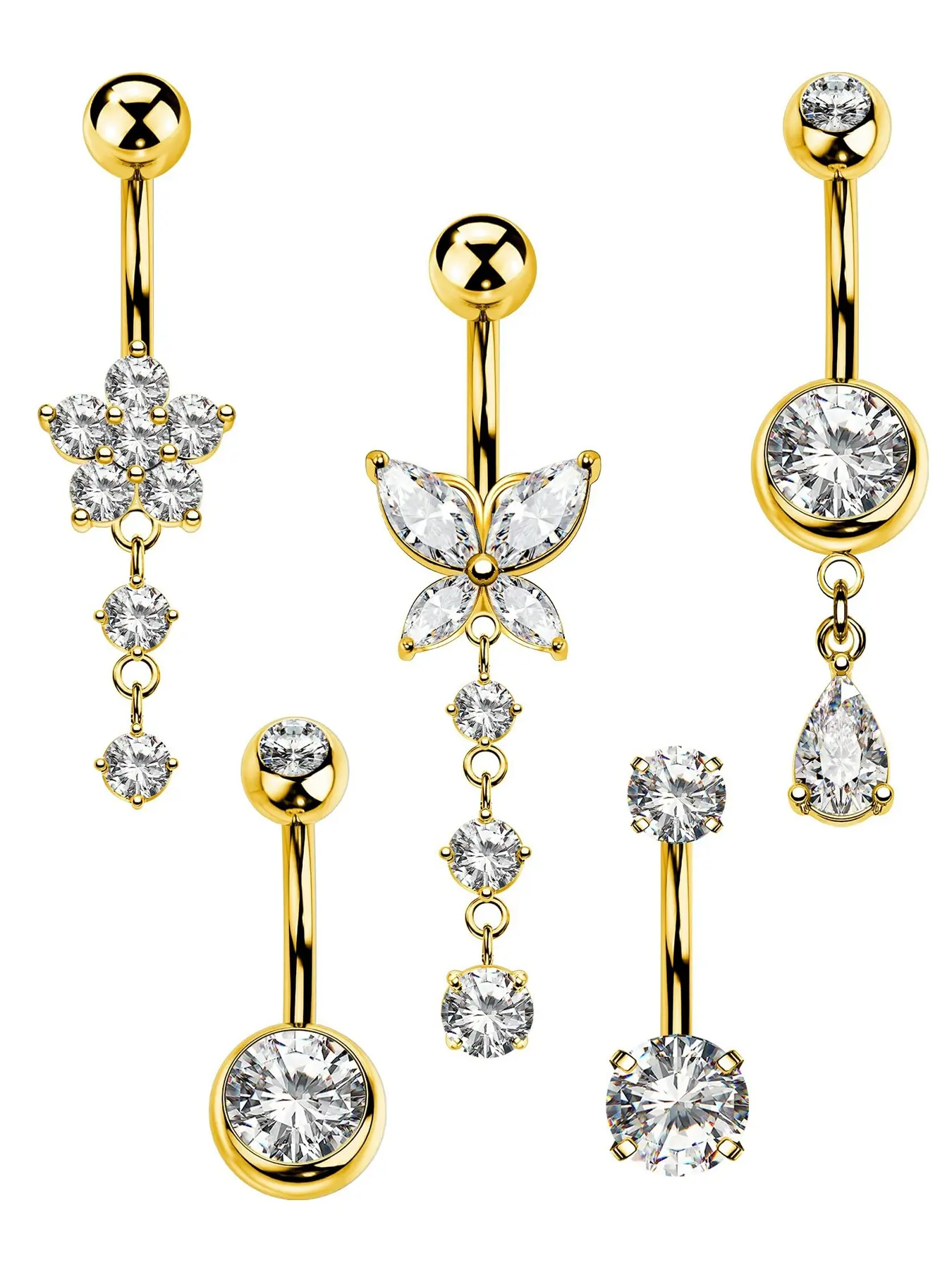 Elegant Dangle Belly Ring for Women, Stainless Steel Navel Piercing Jewelry, 14g 10mm Cute Fashion Body Accessory, Party Daily Wear Gift, Belly Button Piercing