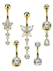 Elegant Dangle Belly Ring for Women, Stainless Steel Navel Piercing Jewelry, 14g 10mm Cute Fashion Body Accessory, Party Daily Wear Gift, Belly Button Piercing