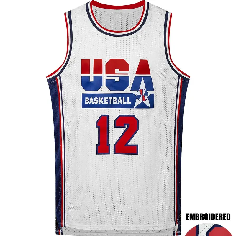 Men's Basketball Jersey, Stylish Jersey, Breathable Round Neck Sportswear, Sleeveless Boys Training Uniform, Team T-shirt, Top for Outdoor Activities, Sports Tops, Lightweight Jersey, Embroidery Jersey, Sports Style Jersey, Basketball Clothing