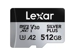 Lexar Professional 512GB SILVER PLUS UHS-I V30 microSDXC card with SD Adapter