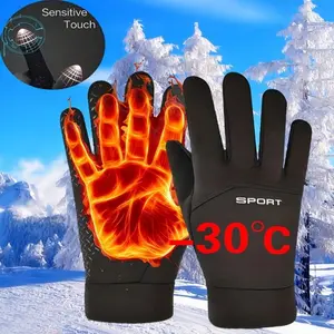 Men's Winter Outdoor Fleece-Lined Gloves, Touchscreen Compatible Anti-Slip Non Slip Sports Cycling Skiing Mountaineering Training Gloves, Large Medium Small Sizes Available, Hand Protector