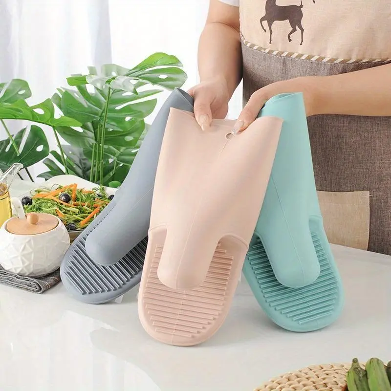 Silicone Oven Mitts, 1 Pair Non-slip Heat Resistant Oven Gloves, Cooking, Kitchen Baking Dessert Tools, Household Kitchen Products, Kitchenware, Home
