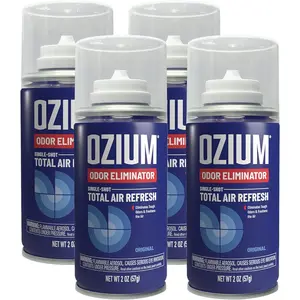 OZIUM ®   Air Freshener Odor Eliminator, 2oz Single Shot Total Air Refresh & Car Air Freshener – Original – 4 Pack