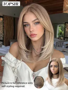 Topshe 13x6 Lace Front Wig, Gradient, Layered Curly Hair, High Temperature Resistant, Comfortable, Lightweight, Easy Wear, Lace Frontal Wig