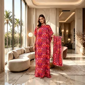 Women’s Geometric Print Robe Set – Fitted Long Dress + Shawl Scarf for Beach Sun Protection
