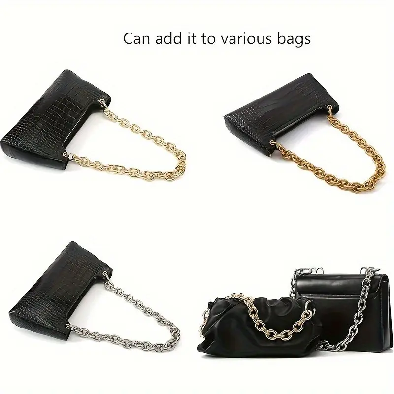 2pcs Heavy O Shape Metal Chain Handle - Shoulder Strap Replacement for Women's Handbag, Shoulder Bag, DIY Wallet Making