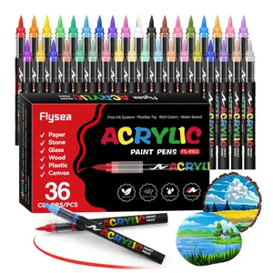 Acrylic Paint Soft Brush Markers Set, Soft Brush Tip, Automatic Ink Control, Paint Markers for Wood, Stone, Canvas, Glass, Fabric, DIY Crafts, Versatile Use, Acrylic Painting Supplies