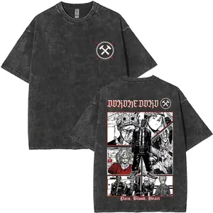 Japanese hot Anime Dorohedoro Kaiman Washed T-Shirt Unisex personality Clothes Oversized Suitable for all seasons high quality