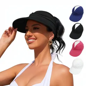 Women's UPF 50+ UV Protection Sun Visor Hat | SunSafeTok That Girl Aesthetic High Ponytail Wide Brim Hat | Birthday Gift for Her Beach Golf Hiking Outdoor Daily Casual Wear