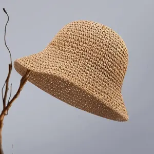 Summer Beach Straw Sun Hat | Women's Handmade Lightweight Breathable Bucket Hat UV Protection