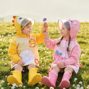 3D Cartoon Kids Raincoat Heavy Rain Proof Waterproof Poncho with Safety Design for Boys Girls Preschool Primary School
