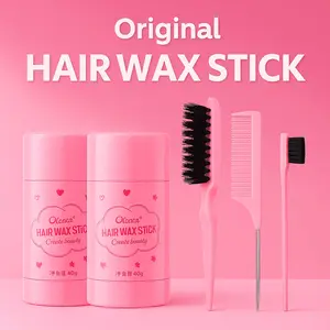 5-in-1 Haircare Hair Wax Stick Set - Flyaway Tamer Hair styling Kit with Edge Brush, lail comb & TeasingBrush, Long-Lasting Hold for Sleek Hairstyles