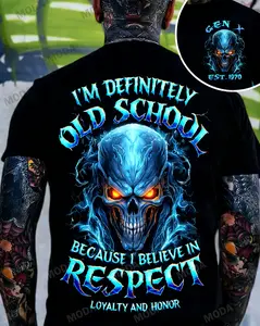 Chaosmoda Generation X I'm Definitely Old School Because I Believe In Respect Loyalty And Honor Custom Year Skull T-shirt
