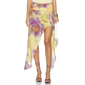 Runaway The Label Tulia Flounce Midi Skirt in Suri Yellow