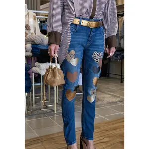 Heart Italian Printed Denim Jeans