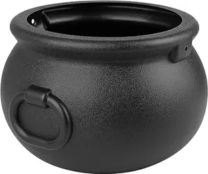 11" and 7.4” Package Large Easter Day, St. Patrick's Day, Halloween Black Plastic Witch Cauldron Kettle, Candy Holder, Party Favor Decoration