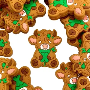 1pc Kiss Me I'm Irish Silicone Focal Beads | Cow St. Patrick Day Beads | Cow Beads | Lucky Bead for Crafting