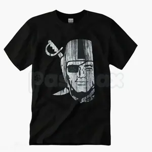 Raiders Wood-Grain Graphic T-Shirt – Distressed Pirate Logo Tee | Las Vegas Football Gameday Top | Viral Raiders Fan Fit 25T