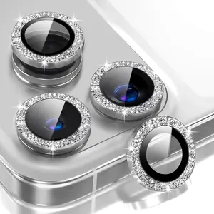 Camera Protector with Sparkling Diamond Design for iPhone17/16/15/14/13/ProMax/Pro/Plus/Air Tempered Glass Screen Protector with Shimmering Diamond Details Scratch-Resistant Easy to Install Exquisite Mobile Accessory for Long-Lasting Smartphone Protection