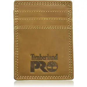 Timberland PRO Men's Leather Front Pocket Wallet with Money Clip Accessory