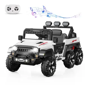 【Christmas Gift】White 24V Power Wheels for Kids with Remote Control, Ride on Car with 6 Wheels, 4WD Switchable Electric Car for Kids, Kids Electric Vehicles Battery Powered Toy Car, Bluetooth, 3 Speeds