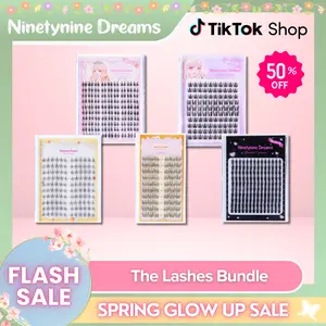 Ninetynine Dreams 510PCs Lashes Bundle - Double Tower, Easy 3 Step, Sunflower, Idol, Bunny Ear | Waterproof Long-Lasting & Reusable Beginner-Friendly DIY Eyelash Clusters Ultra-Thin Band Anime Manhua Style Mix of Natural & Dramatic Individual False Lashes