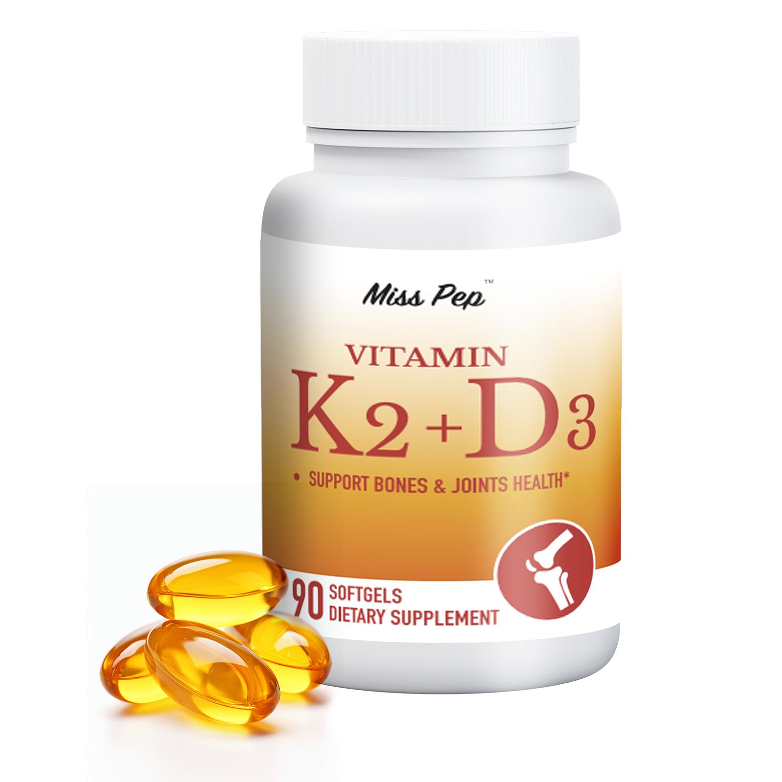 MissPep Vitamin D3 K2 - 5000 IU & 100 mcg MK7 - 2-in-1 Vitamin Supplement, 90 Softgels