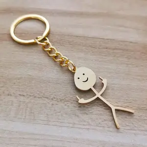 Smiley little Man Sign Language Keychain Finger Medium Stickman Bag Car Key Pendant Couple Gift Keychain