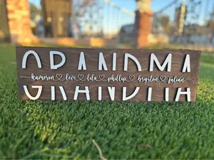 3D Personalized Grandma Sign with Children Name| Personalized Grandma Plaque| Customized Grandma Piece| Holiday & Birthday Gift for Grandma