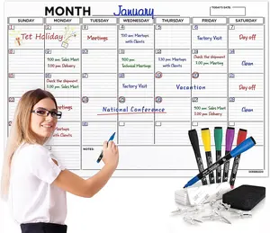 Large 36"X48" White Board Calendar Dry Erase Calendar for Wall Big Dry Erase Wal