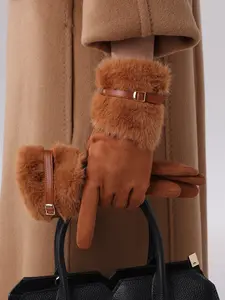 Winter Warm Fleece Gloves, Outdoor Activity Gloves, Outdoor Sports Gloves, Cycling Electric Bike Anti-Freeze Imitated Suede Touchscreen Compatible, 1pcs, Divided Finger Design