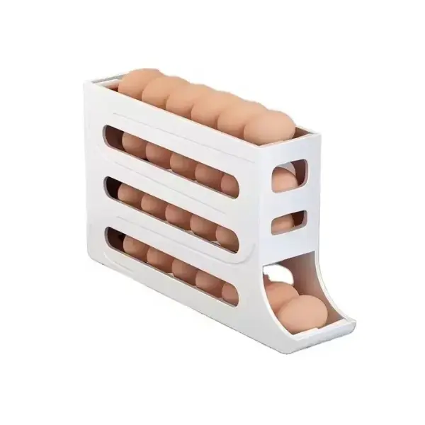 4-Tier Auto-Rolling Egg Dispenser, Multi-Tier  Refrigerator Storage Rack, Lightweight Space-Saving Kitchen Gadget Fits 16-28 Eggs, Home Use Gift for Housewives