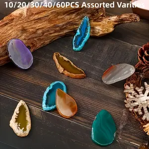 10/20/30/40/60 natural agate slices, for jewelry making: synthetic gemstonestone pendants, wind chimes, light catchers, necklaces, bracelets, jewelry findings, bead sets, craft materials, natural stone, garden home decor crystal cave slices (3.72