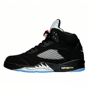 Men's Black Retro High-Top Basketball Sneakers, Suede Upper with Mesh Panel, Speckled & Blue Translucent Sole, Shock-Absorbing Streetwear Shoes for Daily & Sports Wear