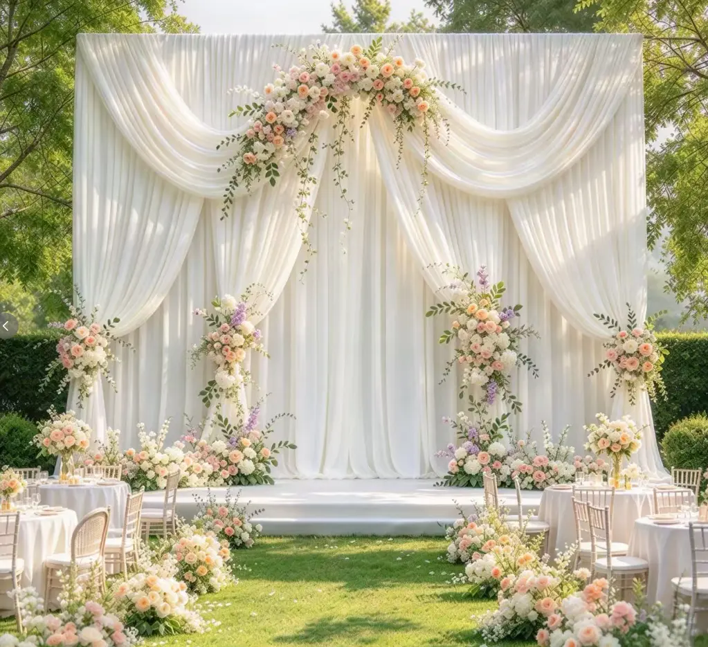 Sohochic 6-Panel Fall Wedding Backdrop Drapes, Wrinkle-Free Polyester Pleated Curtains, Durable for Multiple Events, Fits Standard Stands, Reusable for Graduation/Thanksgiving/Autumn Party Decor, 5x7ft/5x10ft/5x12ft (Stand Not Included)