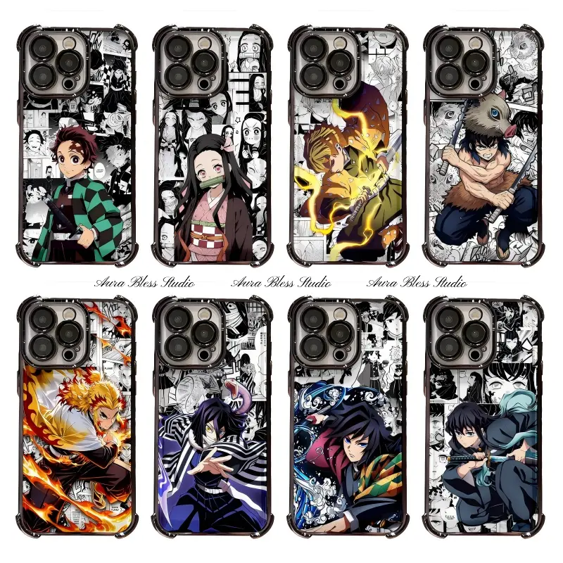 Hot Fashion Anime Comic Hashira Demon Slayer Phone Cases For iPhone 17 Promax Air 16 15 14 Pro Max Plus 13 12 11 Transparent Electroplate TPU Shockproof Protective Cover Gifts For Birthday Valentine Christmas Thanksgiving Halloween SummerVibes