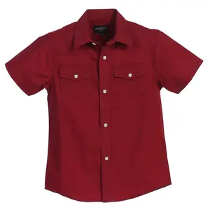 Western Pearl Snap Shirt in Burgundy BOYS