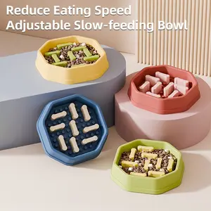 Adjustable Pet Slow Feeder Bowl, Maze Design Reduces Eating Speed, Anti-Tip Cat Bowl Dog Bowl, Easy to Clean, Universal for Cats and Dogs