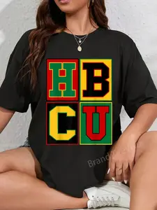 100% Cotton Black HBCU Block Letters Grads Alumni African American Unisex Classic Fit Short Sleeve T-Shirt