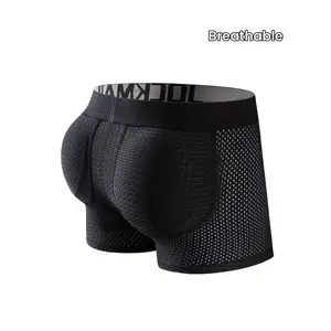[Comfy Padded Mesh Boxers Briefs] JOCKMAIL Men's Boxers Briefs Underwear, Mesh Breathable Comfy Padded Underwear Boxer With Hip Pad Buttocks, Men's Sexy Underwear  Socks Fabric solid color brief ankle sock