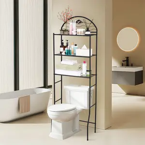 Space-Saving Over Toilet Storage Rack Compact Towel and Toilet Storage  3-Tier Freestanding Metal Bathroom Organizer Shelf  Easy Assembly – Ideal for Small Spaces
