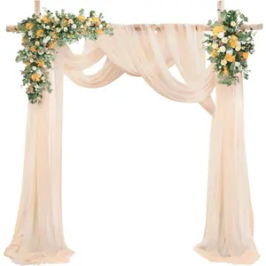 Arch Drapes for Wedding Arch Draping Fabric Champagne Sheer Backdrop Curtain for Ceremony Bridal Party Decor 19Ft Length x 28" Width 1 Panel