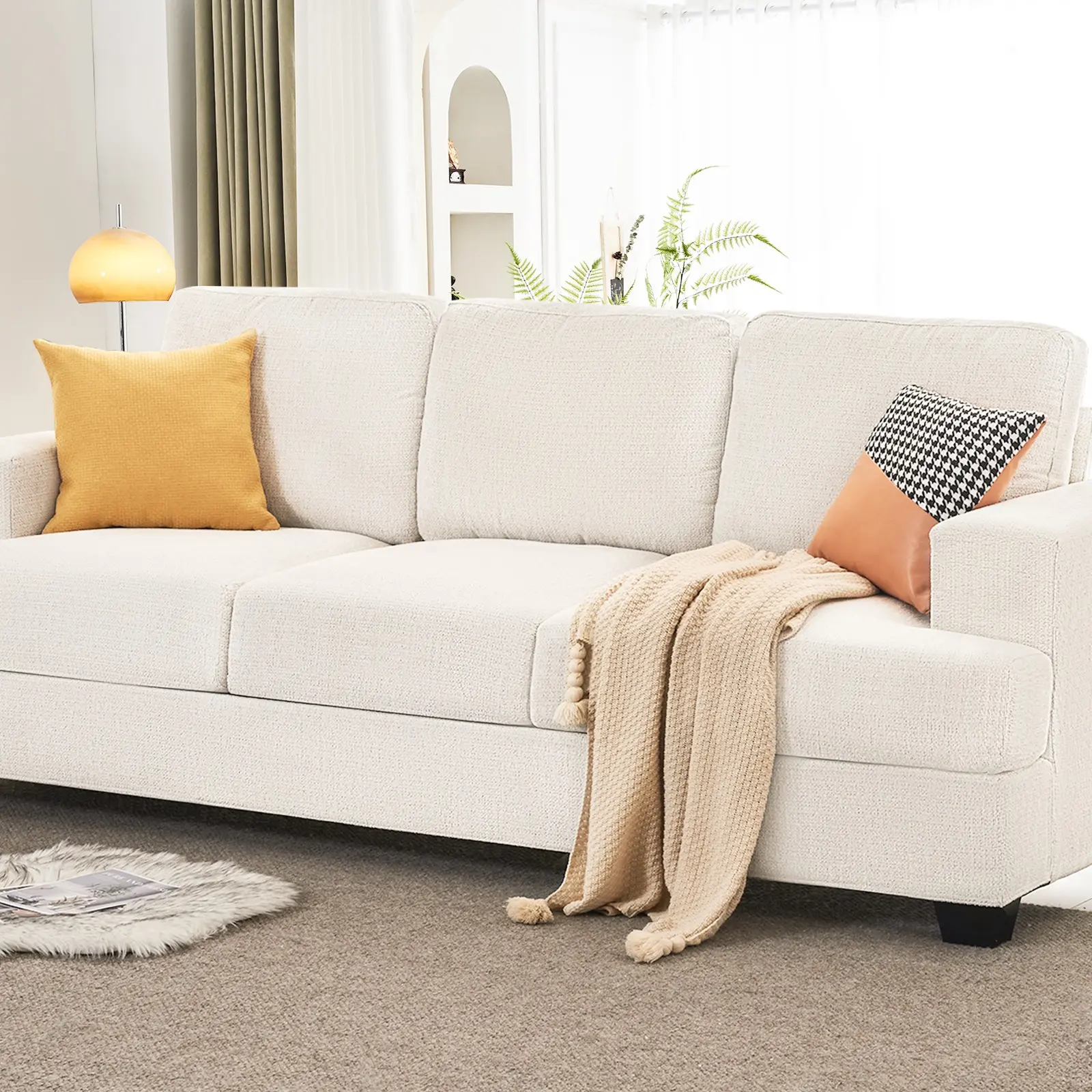 Chenille-Beige 3 Seats