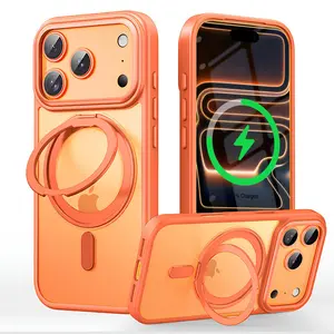 Magnetic for iPhone 17 Pro Max Case, Fit for MagSafe,Military Drop Protection, Slim Phone Case for iPhone 12 13 14 15 16 Pro Max with Kickstand, Translucent Matte Hard PC Cover
