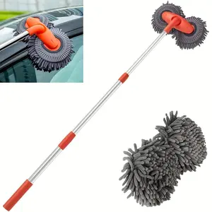 Car Cleaning Brush Microfiber Chenille Duster with Telescopic Handle, Scratch Free 360 Car Wash Mop for Auto Exterior Interior Care