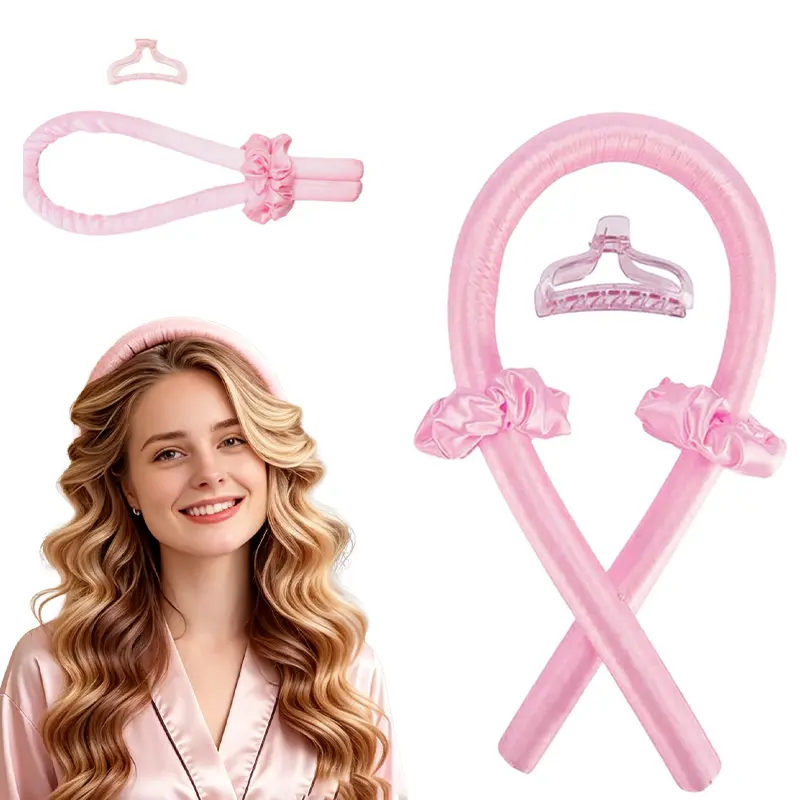 【Renhui】Foam Sleep Hair Care Curling Iron, 1 Set Heatless Hair Curler for Long Hair, Sponge BigWavy Hair No Heat Curling Rod Headband, Heatless Hair Curlers, Heatless Styling Tools