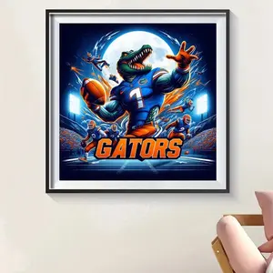 Florida Gators Football Player Pattern DIY Diamond Arts Colorful Painting Kit without Frame, 5D Diamond Arts Colorful Painting Kit, Wall Art Decor for Home