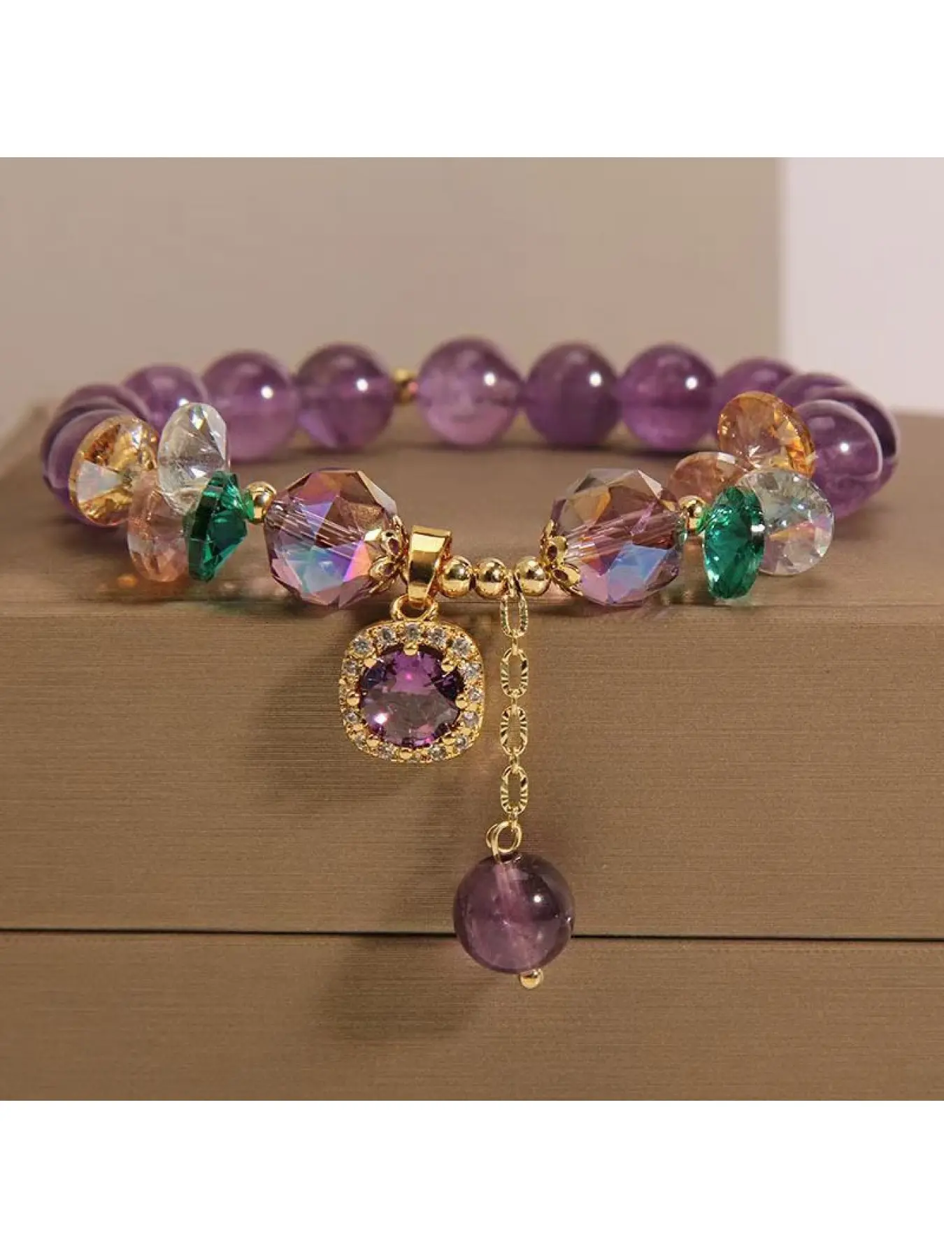 Luxury Amethyst Beaded Bracelet, Adjustable Minimalist Bangle, Elevate Your Everyday Look, Adjustable Bracelets