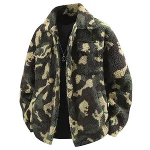 Men's Comfort Camo Fleece Jacket with Pockets Warm Thick Fall Winter Pullover Suitable for Everyday Life Coats Casual