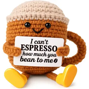 Positive Crochet Coffee Cup, Cute Coffee Lover Gift for Birthday, Ideal for Couples & Singles, Perfect for Any Occasion